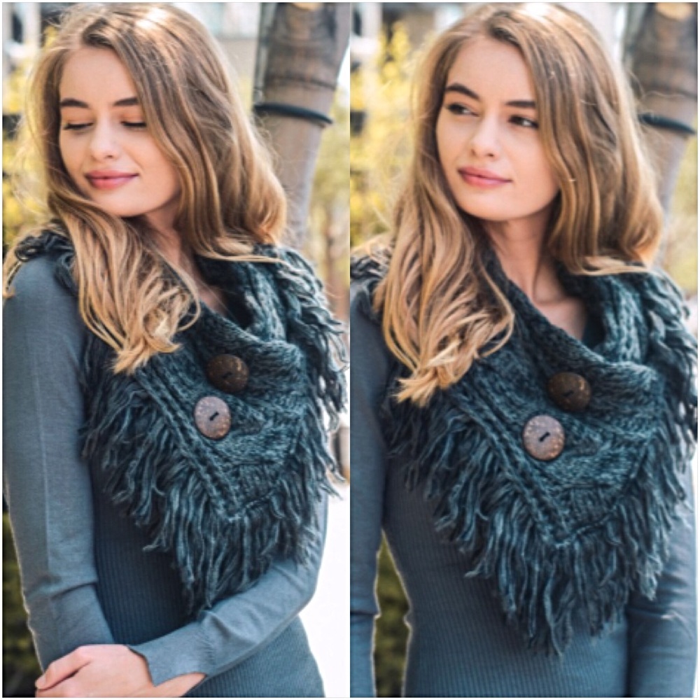 SOFT Chic Gray Neck Shoulder Warmer Scarf - Picture 3 of 8